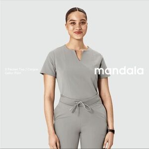 Figs Women's Flint Grey Notch Neck Top